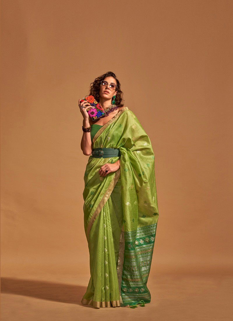 Pista Colour Kanoi Silk By Rajtex Handloom Weaving Silk Saree Orders In India 362004