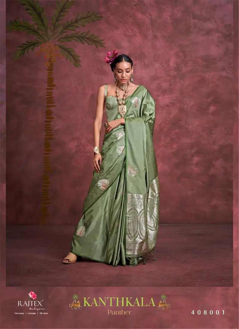 Pista Colour Kanthkala Panther By Rajtex Satin Party Wear Saree Wholesale Online 408001