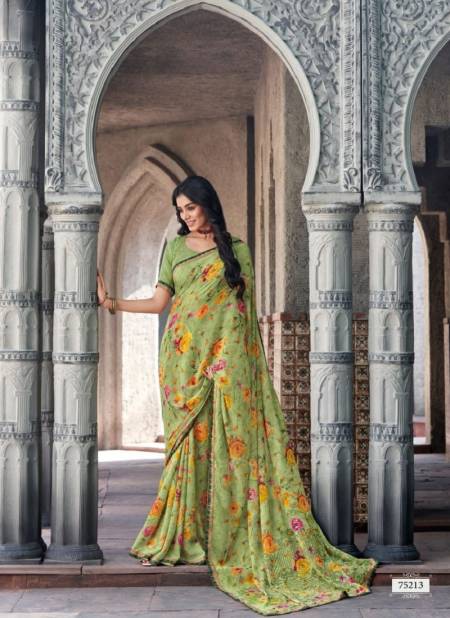 Pista Colour Karishma By Vipul Georgette Wear Sarees wholesale Online 75213