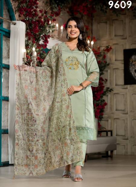 Pista Colour Label Khoj 9601 To 9610 Embroidery Designer Readymade Suits Suppliers In India 9609