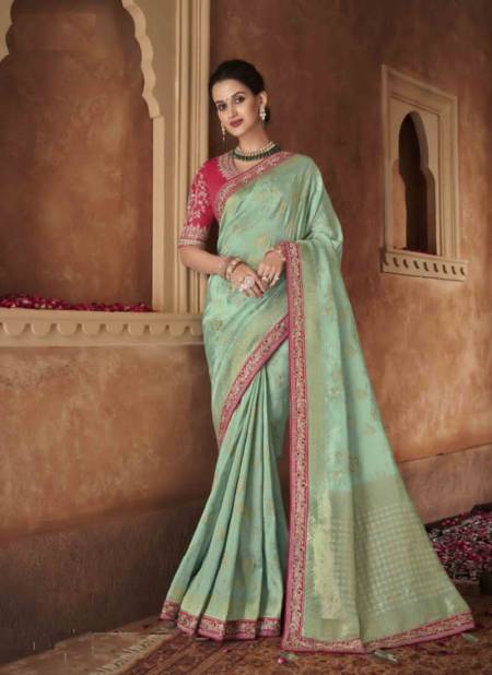 Pista Colour Meera 1 By Anmol Wedding Sarees Catalog 7003