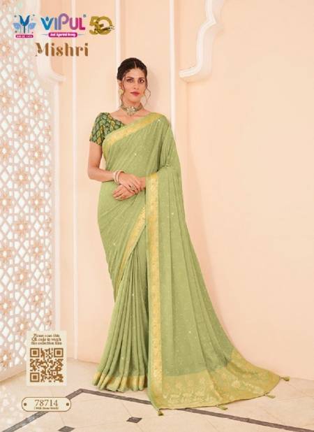Pista Colour Mishri By Vipul Weaving Sarees Wholesale Clothing Distributors In India 78714