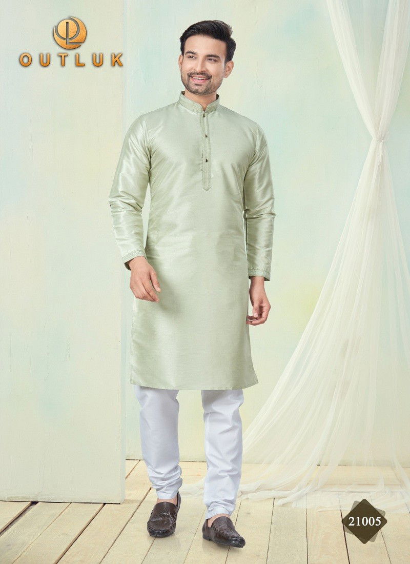 Pista Colour Outluk Wedding Collection Vol 21 Pure Silk Mens Wholesale Kurta Pajama Manufacturers 21005