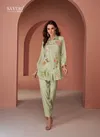 Pista Colour Pearl By Sayuri Pure Silk Western Cord Set Suppliers In India 5516