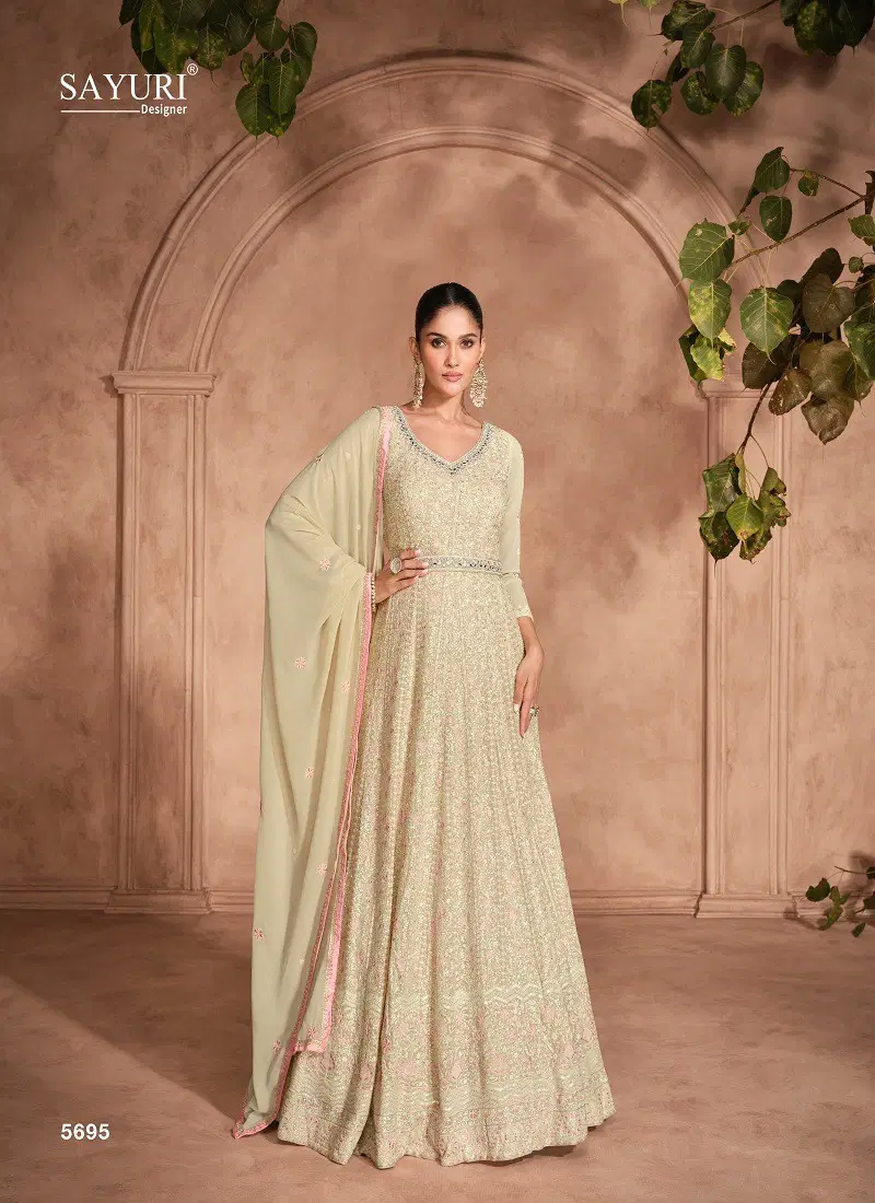 Pista Colour Rivaah By Sayuri Designer Georgette Gown With Dupatta Orders In India 5695