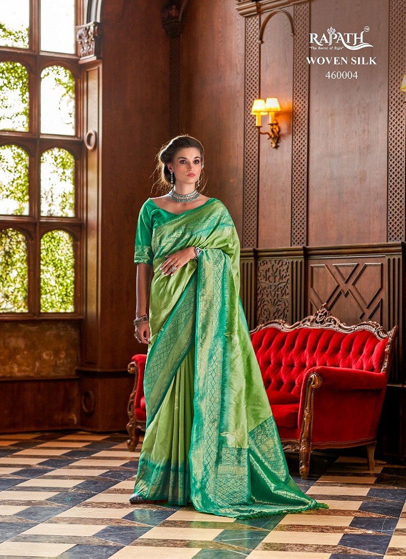 Pista Colour Roseberry Silk By Rajpath Pure Weaving Silk Sarees Online Wholesale 460004