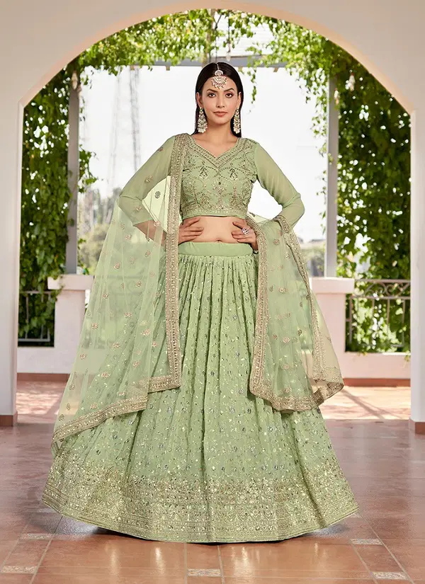 SS 157 Wedding Wear Georgette Lehenga Choli Wholesale Shop In Surat