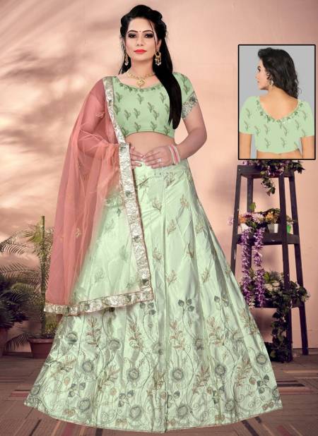 Pista Colour SSD Silk Wedding Wear Wholesale Designer Lehenga Choli C12221