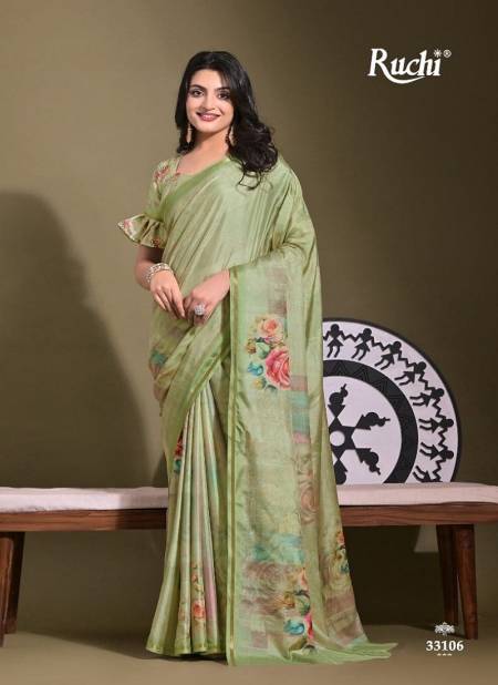 Pista Colour Saisha By Ruchi Tussar Silk Printed Ladies Saree Wholesale Market In Surat 33106