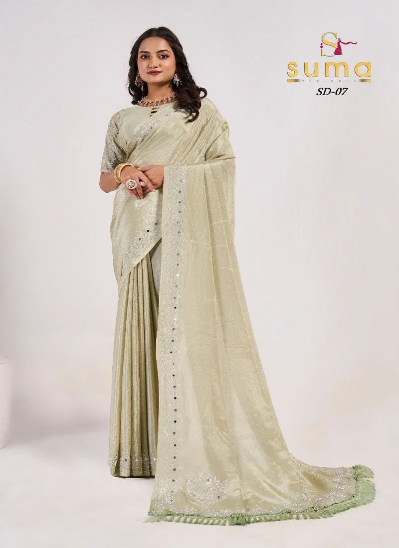 Pista Colour Sd 01 To Sd 11 By Suma Designer Party Wear Saree Wholesale Online Sd 07