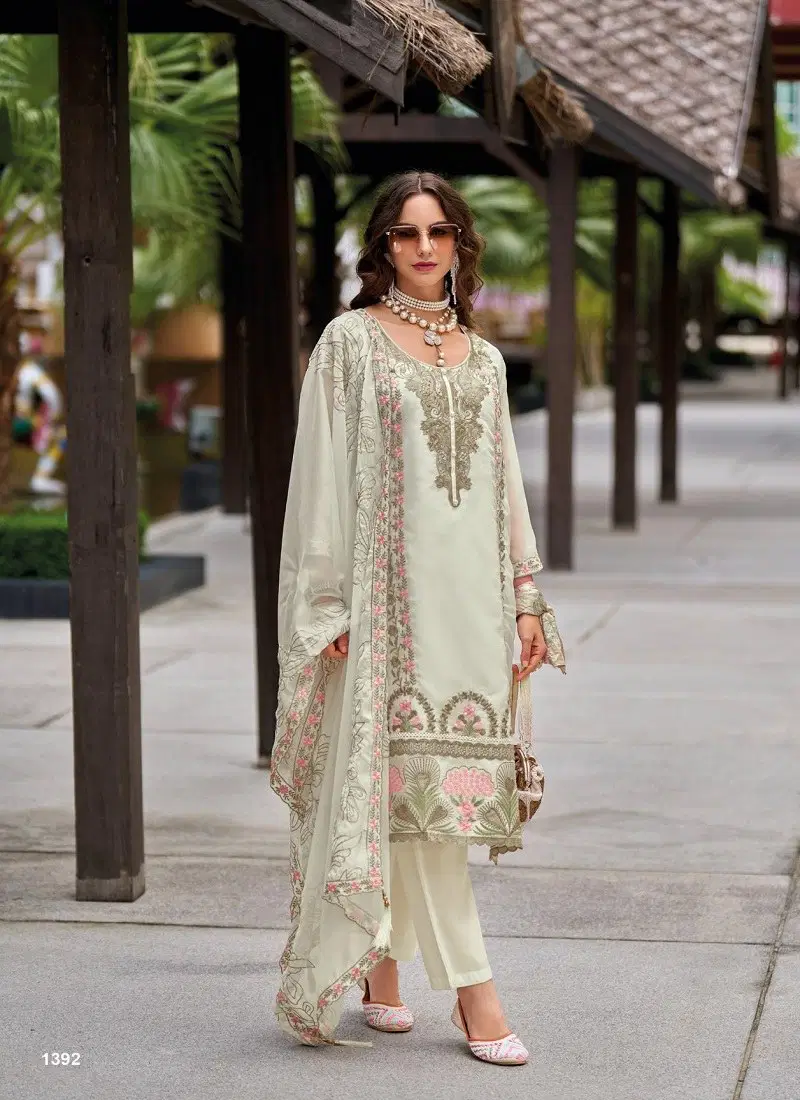 Pista Colour Viana By Zaveri Organza Readymade Suits Wholesale Price In Surat 1392