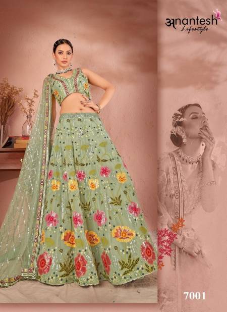 Pista Green Colour Festivals Vol 1 By Anantesh Georgette Wedding Wear Lehenga Choli Wholesale Online 7001