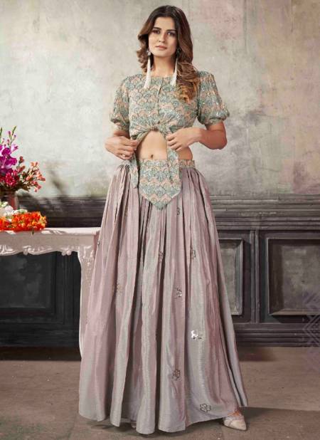 Pista Green Colour Frill & Flare Vol 5 By Khushboo Indowestern Lehenga Catalog 2048