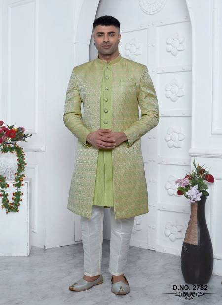 Pista Green Colour Function Wear Indo Western Mens Jacket Set Wholesale Price In Surat 2782