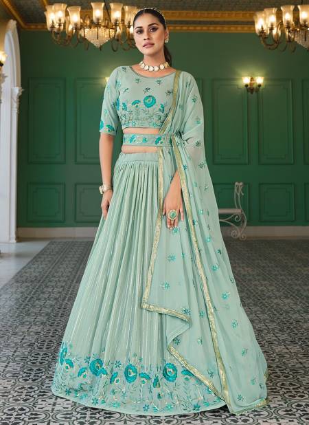 Pista Green Colour Girish Vol 4 Khushboo Wedding Wear Wholesale Designer Lehenga Choli Catalog 172
