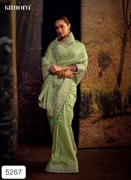 Pista Green Colour Kajal 13 By Kimora Fancy Soft Function Wear Designer Saree Catalog 5267