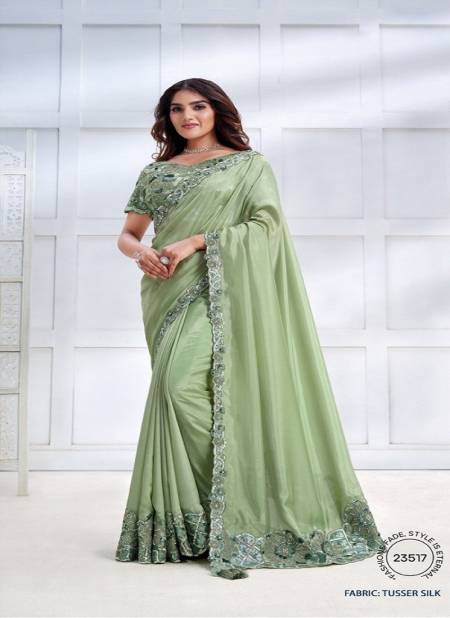 Pista Green Colour Majestica 23500 By Mahotsav Party Wear Saree Best Wholesale Shop In Surat 23517
