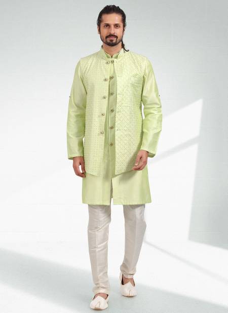 Pista Green Colour Wedding Wear Wholesale Modi Jacket Kurta Pajama 1855