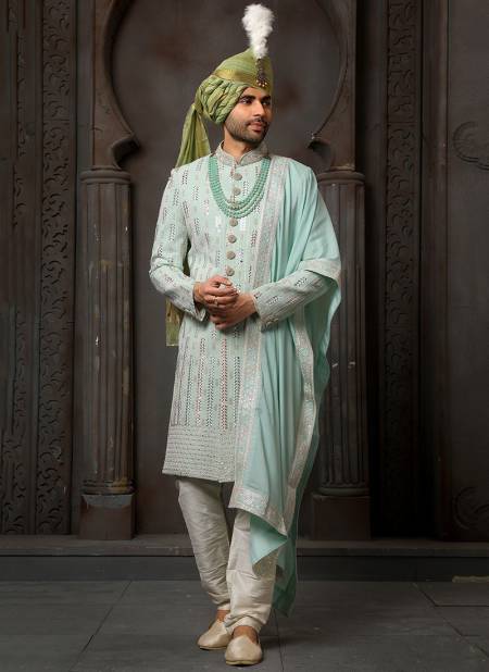 Pista Green Colour Wedding Wear Wholesale Sherwani Catalog 1722