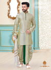 Pista Green Dupion Silk Readymade Mens Dhoti Kurta 1833