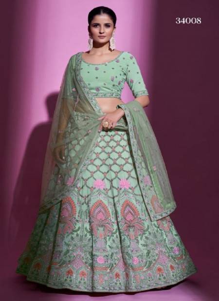 Pista Green Kimaya Vol 2 Wedding Wear Wholesale Designer Lehenga Choli 34008
