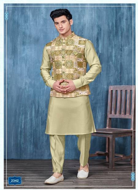 Pista Green Multi Colour Function Wear Mens Modi Jacket Kurta Pajama Wholesale Market In Surat With Price 2342