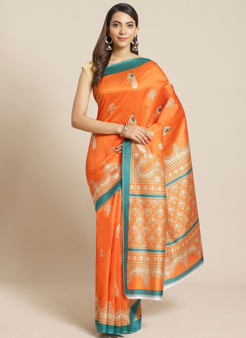 Pista Green Pinted Bhagalpuri Saree 104