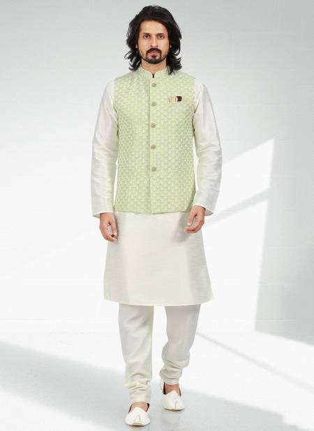 Pista Green Wedding Wear Wholesale Modi Jacket Kurta Pajama 1857