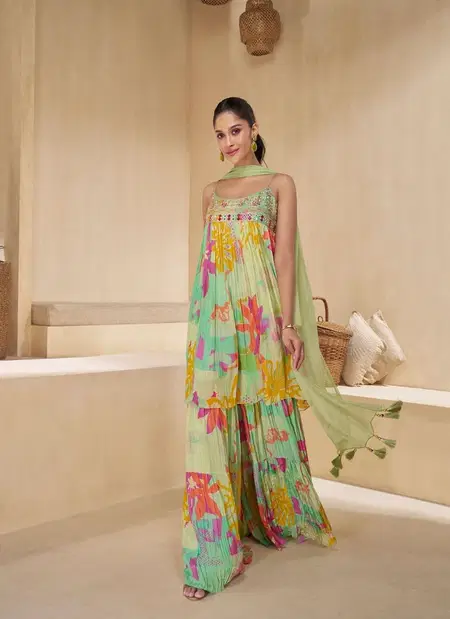 Pista Multi Colour Chakori By Sayuri Silk Designer Readymade Suits Wholesale Clothing Distributors In India 5536
