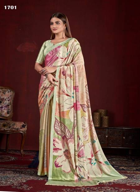 Pista Multi Colour Hanoi By Jivora Crepe Digital Printed Casual Wear Saree Wholesale Online 1701