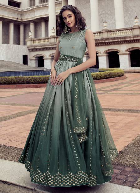 Pista to Green Colour Flory Vol 25 Party Wear Wholesale Anarkali Gown Catalog 4802