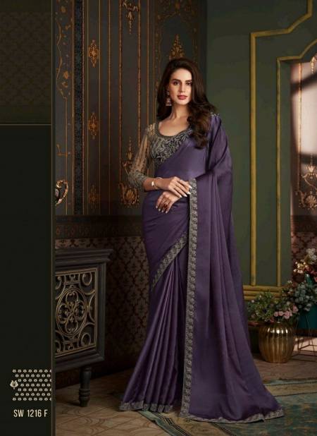 Purpel Colour Sandalwood 12th Edition Hits By TFH Fancy Fabric Designer Party Wear Wholesale Online SW 1216 F