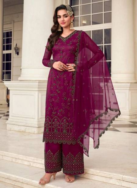 Titillating Fancy Fabric Red Designer Palazzo Salwar Suit -