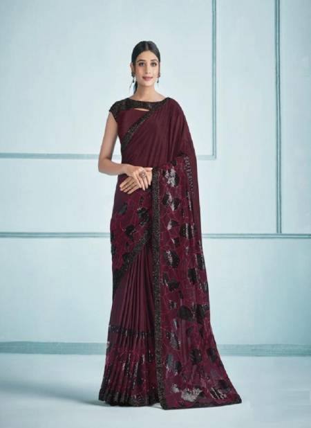 Purple And Black Colour Elaura By Mahotsav 42102 To 42116 Party Wear Saree Catalog 42114