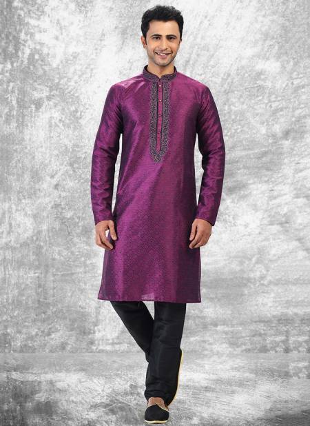 Purple And Black Colour Festive Wear Designer Wholesale Kurta Pajama Catalog 2014