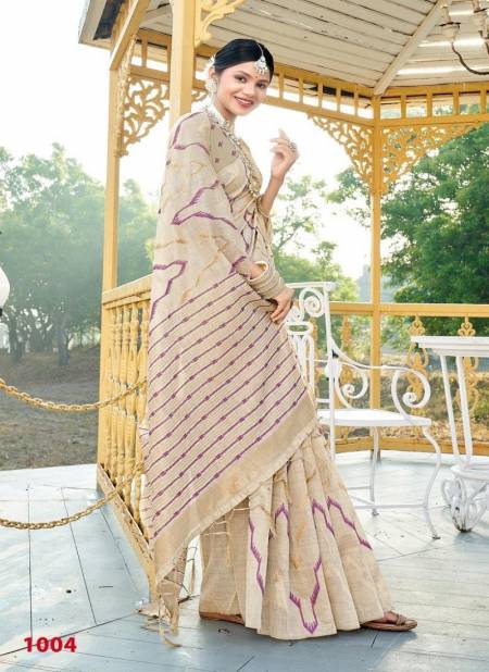 Purple And Cream Colour Monika By Bunawat Cotton Printed Saree Wholesale Shop In Surat 1004