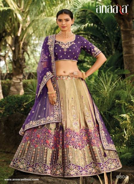 Purple And Gold Colour Anaara 6800 Series By Tathastu Wedding Wear Designer Lehenga Choli Wholesale In India 6804