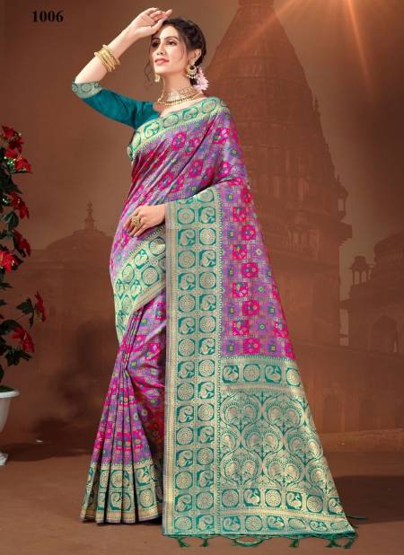 Purple And Green Colour Vishwa By Sangam Wedding Saree Catalog 1006