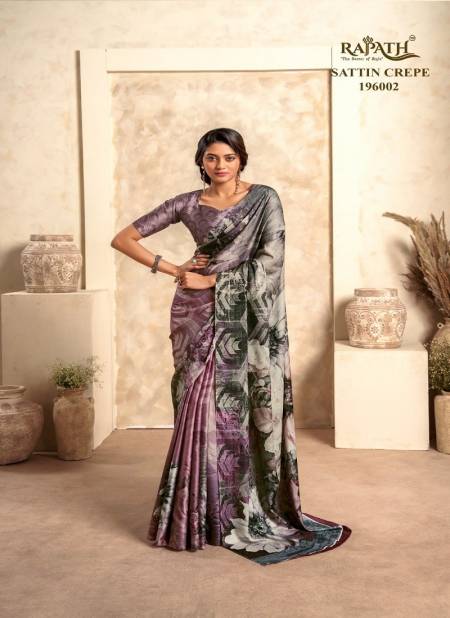 Purple And Multi Colour The Winter Lover By Rajpath Satin Silk Designer Saree Catalog 196002