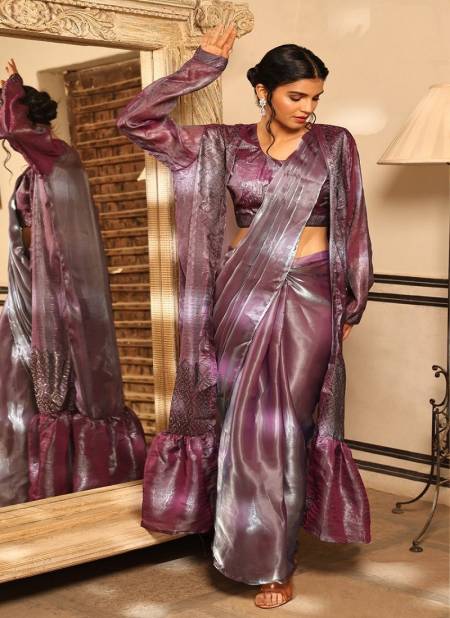 Purple And Onion Colour Amoha 10515 Colors Party Wear Saree Catalog 10515 D