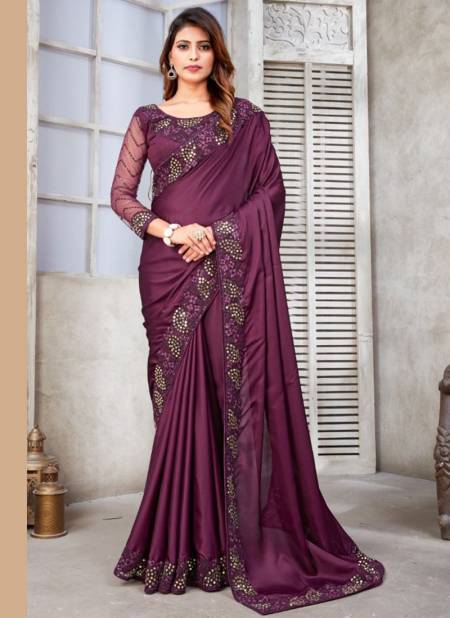 Purple Colour 487 Colours Wholesale Designer Silk Saree Catalog 487 E