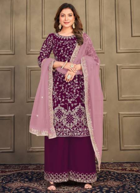 Purple Colour Aanaya Vol 151 Festive Wear Wholesale Plazzo Suits 5102