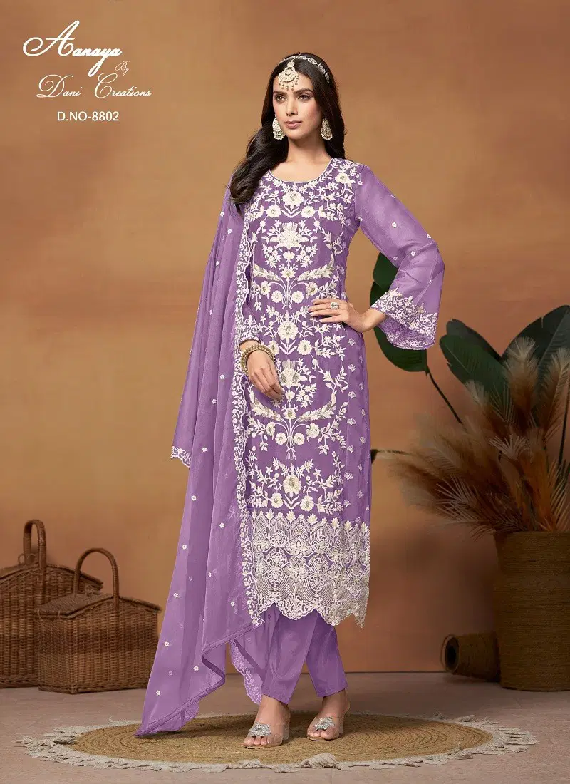 Purple Colour Aanaya Vol 188 By Twisha By Twisha Designer Soft Organza Wedding Wholesale Salwar Suit Manufacturers 8802