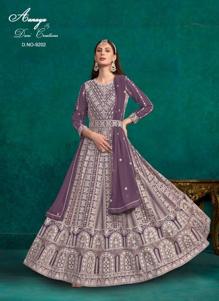 Purple Colour Aanaya Vol 192 By Twisha Faux Georgette Surat Gown With Dupatta Wholesale Market 9202