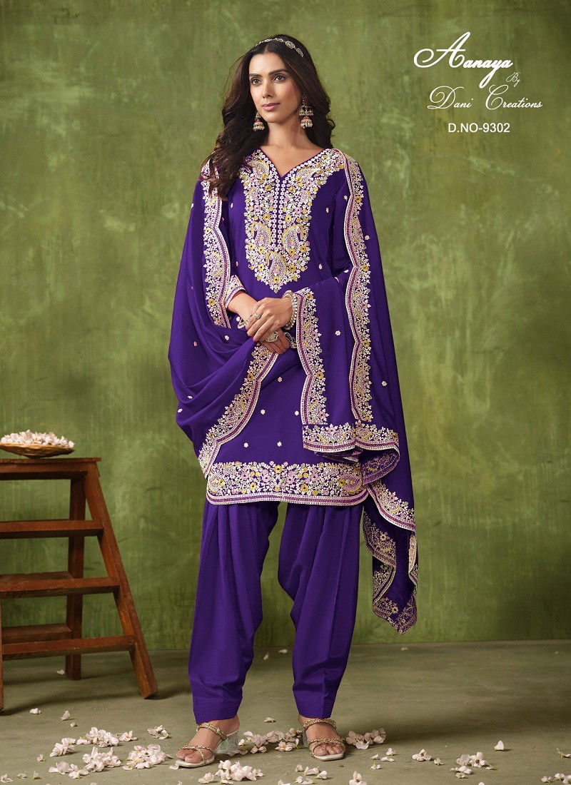 Purple Colour Aanaya Vol 193 By Twisha Designer Roman Silk Wedding Salwar Suit Suppliers In India 9302