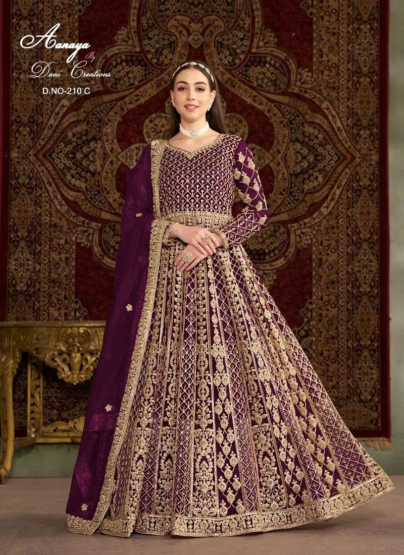 Purple Colour Aanaya Vol 210 By Dani Net Wedding wear Gown Exporters In India 210 C