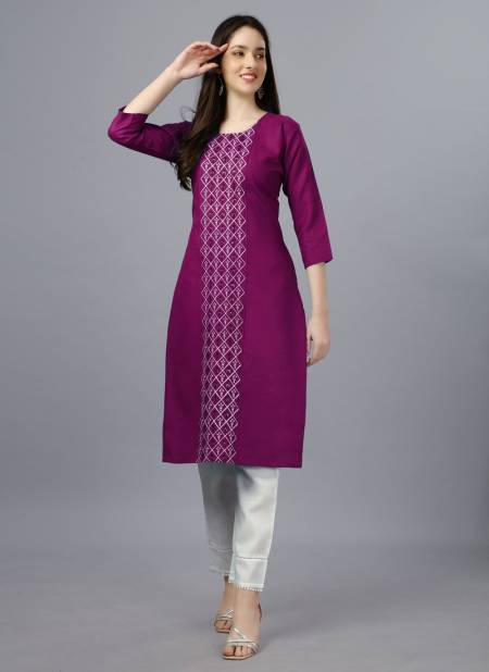 Purple Colour Aaradhana 1001 A To 1007 Designer Kurti Catalog 1006 A 3
