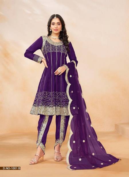 Purple Colour Abida Vol 1 By Abida Art Silk Embroidery Readymade Suits Wholesale Online 1001 B