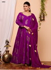 Purple Colour Alfaaz Vol 1 By Alfaaz Pure Masleen Gown Dupatta Catalog 1003