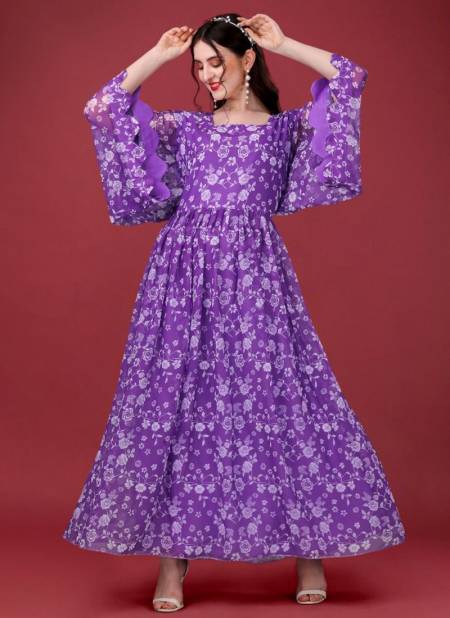 Purple Colour Alison Biva Fancy Wear Wholesale Designer Gown Catalog 5002